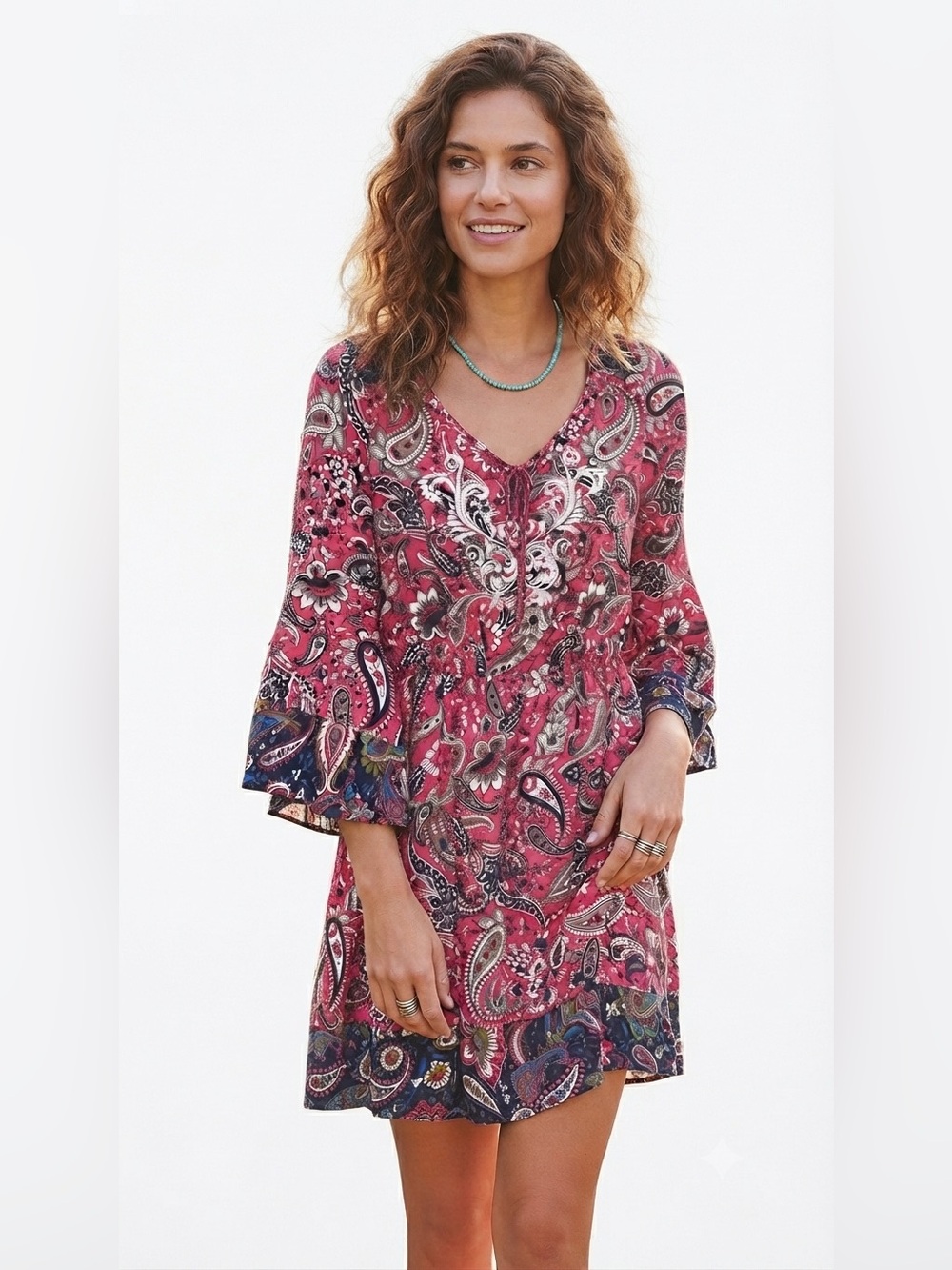 Flying Tomato Boho Paisley Dress M